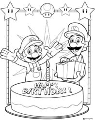 Happy Birthday Mario and Luigi Coloring Page