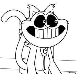 Happy CatNap Coloring Page with wide grin 1