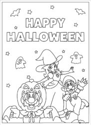 Happy Halloween Mario Characters Coloring Page