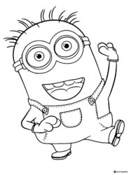 Happy Minion Running Coloring Page