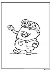 Happy Minion waving coloring page