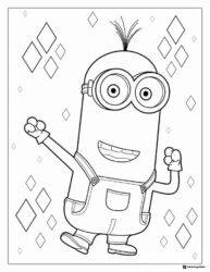Happy Minion with diamond shapes coloring page