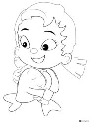 Happy Molly Bubble Guppy hugging a fish coloring sheet