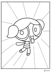 Happy Powerpuff Girl Coloring Sheet with Rays