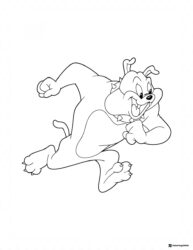 Happy Spike the bulldog running coloring sheet