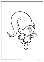 Happy Trolls character dancing coloring page