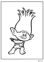 Happy Trolls character striking a pose coloring