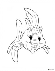 Happy cartoon goldfish with big eyes coloring page
