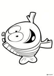 Happy stylized fish with big eyes coloring page