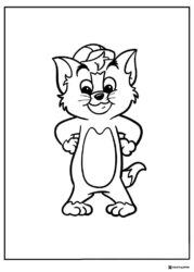 Happy young Tom standing with hands on hips coloring sheet