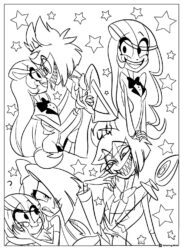 Hazbin Hotel Characters Collage Coloring Sheet