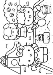 Hello Kitty Playground Fun Coloring Page 1