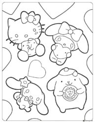 Hello Kitty and Friends Cute Poses Coloring Page