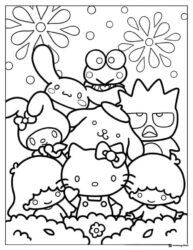 Hello Kitty and Friends Group Coloring Page 1