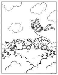 Hello Kitty and Friends Kite Flying Coloring Page 1