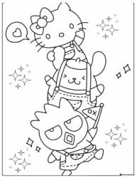 Hello Kitty and Friends Stacked Coloring Page 1