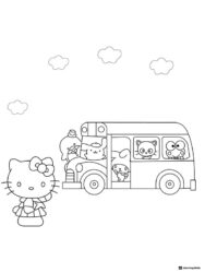 Hello Kitty and friends on a school bus