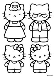 Hello Kitty family portrait coloring page 1