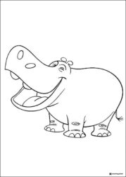 Hippo coloring page smiling