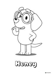 Honey Character Coloring Page with Big Round Glasses