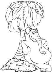Horton the Elephant under Palm Tree Coloring Page