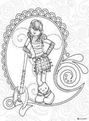 How to Train Your Dragon coloring page of Astrid with an axe