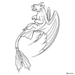 How to Train Your Dragon coloring page of Toothless flying
