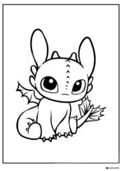 How to Train Your Dragon coloring page of a baby Night Fury
