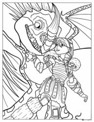 How to Train Your Dragon coloring sheet of Astrid and her dragon