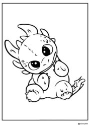 How to Train Your Dragon coloring sheet of a cute baby dragon
