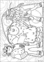 How to Train Your Dragon gang coloring sheet group shot