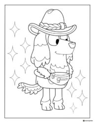 Indy Coloring Page Wearing a Hat and a Crossbody Bag