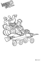 Inside Out 2 Bing Bong and Joy in wagon coloring