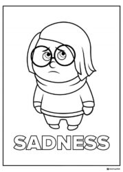 Inside Out 2 Sadness with name coloring page