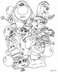 Inside Out 2 characters group coloring page