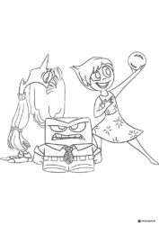 Inside Out 2 characters posing coloring sheet