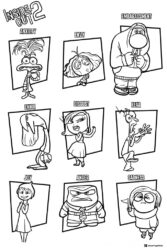Inside Out 2 emotions chart coloring page