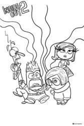 Inside Out 2 emotions with Anger burst coloring