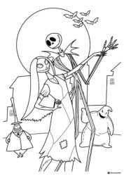 Jack Sally Mayor and Oogie Boogie Coloring Page