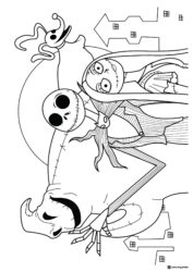 Jack Sally Zero and Oogie Boogie Coloring Page