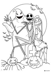 Jack Sally and Oogie Boogie Coloring Page