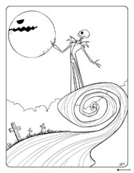 Jack Skellington Holding Moon Coloring Page