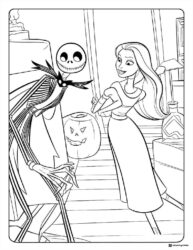 Jack Skellington and Rapunzel Coloring Sheet