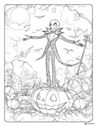 Jack Skellington atop a pumpkin Halloween Town coloring