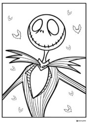 Jack Skellington close up Coloring Page with bats