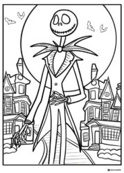 Jack Skellington in Halloween Town coloring page