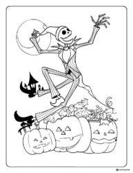 Jack Skellington on pumpkins Coloring Page