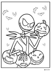 Jack Skellington with many pumpkins coloring