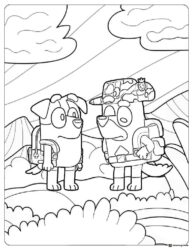 Jack and Rusty Coloring Page on Scenic Hiking Adventure