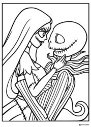 Jack and Sally Coloring Page Embrace